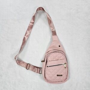 Fashion JINGPIN Creations Pink Quilted Nylon Sling Bag Crossbody Backpack